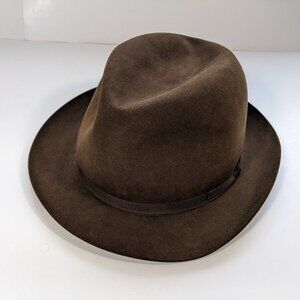 BATES Hatters Light Weight Fur Felt Brown Trilby Hat 60 cm 7 3/8 Made in England